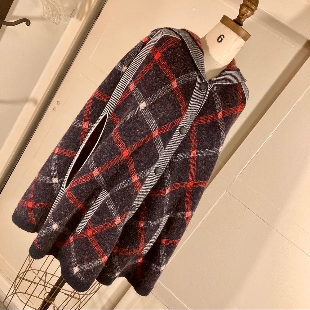 Plaid wool cape